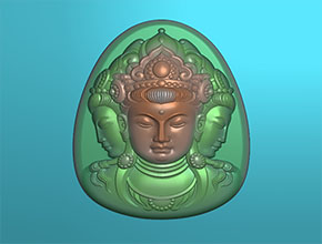 三面观音吊坠玉石水晶精雕图_电脑玉石雕刻机厂