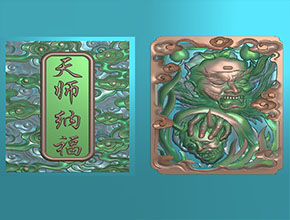 钟馗捉鬼玉雕图纸_数控玉石雕刻机厂家