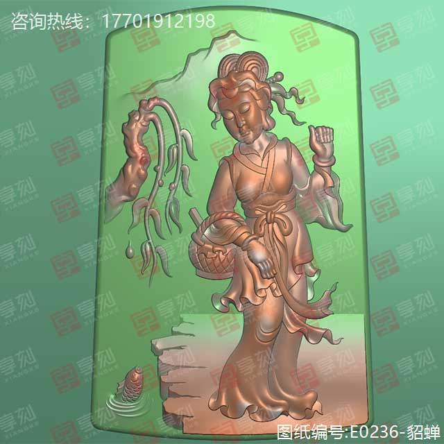 四大美人貂蝉玉石精雕图纸下载