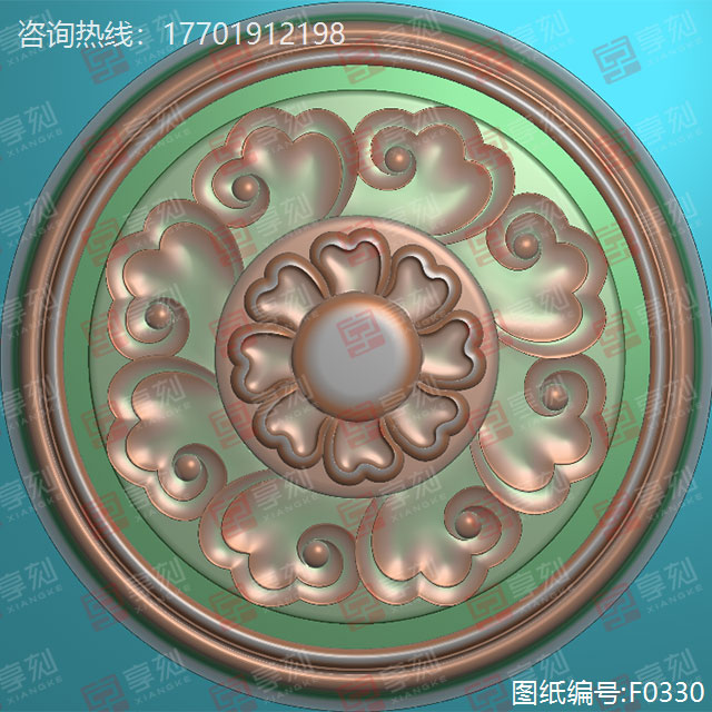 花件圆牌玉石雕刻图纸