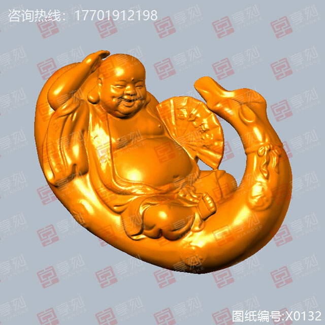 笑佛立体摆件五轴精雕模型图