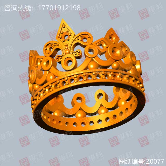 蜡模皇冠戒指模型STL雕刻图纸