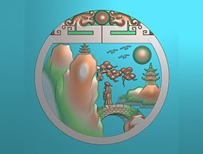 翡翠山水平安扣玉雕图纸_电脑数控玉石雕刻机厂