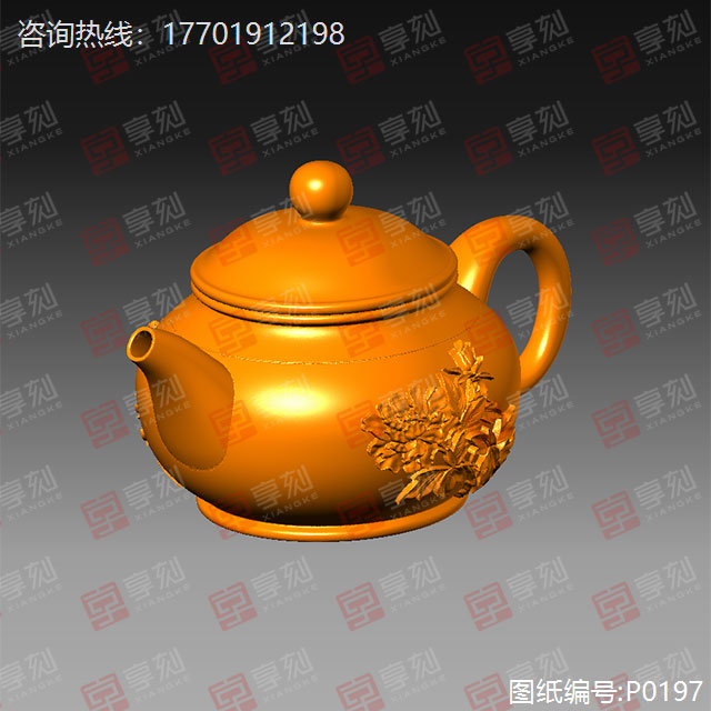 茶壶雕刻模型stl玉雕图纸