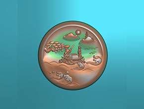 李白山水翡翠挂件精雕图_电脑数控玉石雕刻机厂