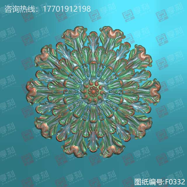 木雕花件圆花圈精雕图纸
