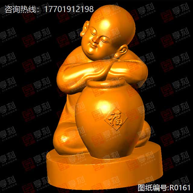 小和尚玉石摆件精雕图纸