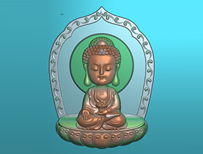 萌版八大守护神阿弥陀佛玉雕图纸_电脑数控玉石