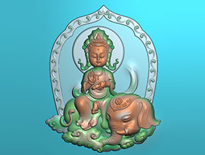 萌版八大守护神普贤菩萨玉雕图纸_电脑数控玉石