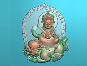 萌版八大守护神文殊菩萨玉雕图纸_电脑数控玉石