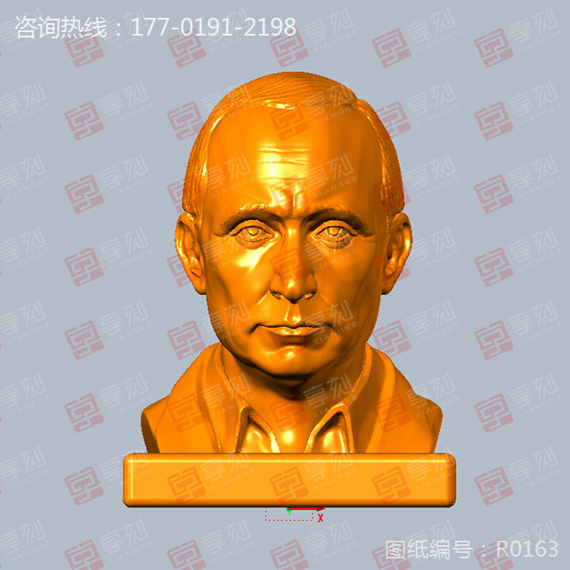 普金大帅立体头像雕刻模型图