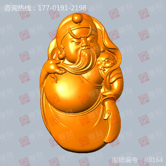 Q版关羽吊坠玉石雕刻模型图