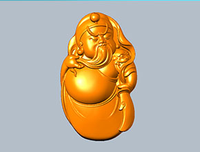 Q版关羽吊坠玉石雕刻模型图_电脑数控玉石雕刻机