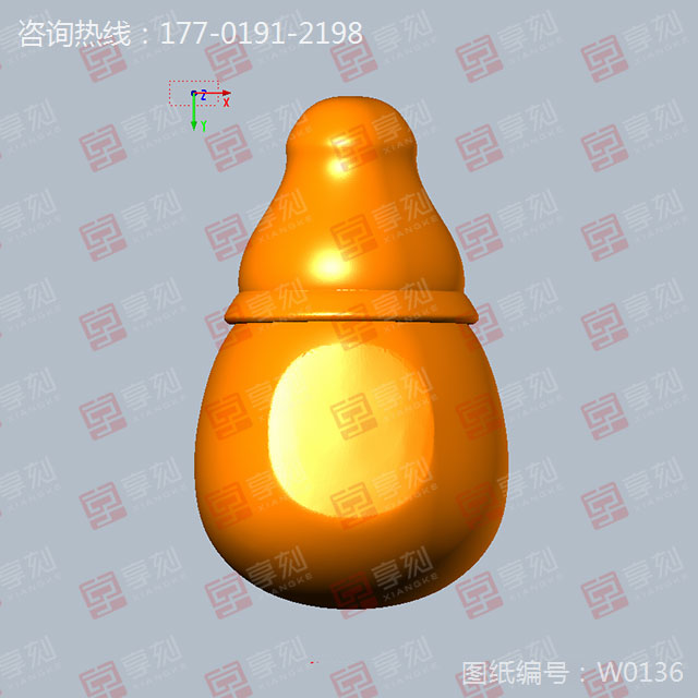 三通珠子雕刻模型图