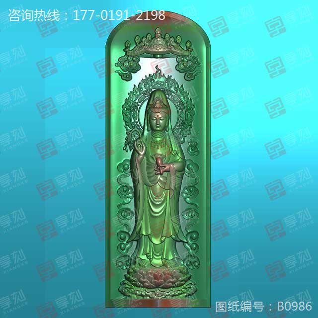 西方三圣菩萨玉石木雕浮雕图纸