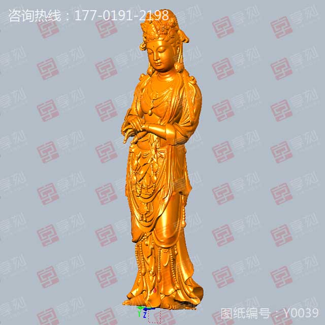 立体摆件观音菩萨模型玉雕图纸
