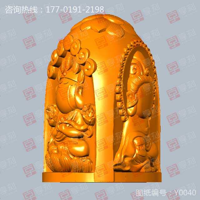 西方三圣立体吊坠玉雕图纸