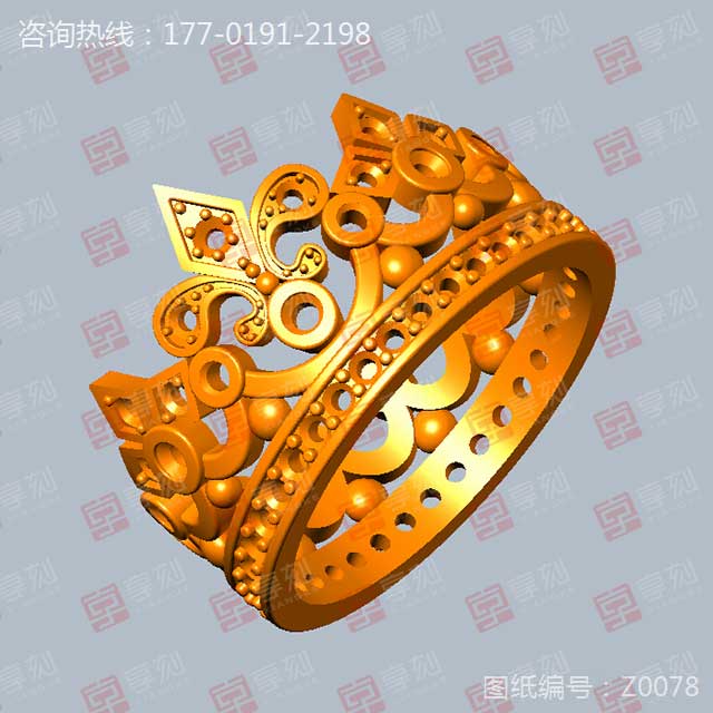 皇冠戒指蜡模模型雕刻图