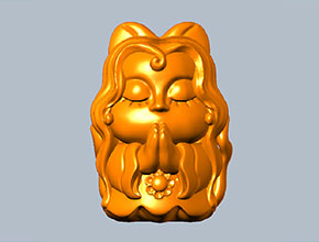 狐仙Q版摆件工艺品雕刻图_电脑数控玉石雕刻机厂