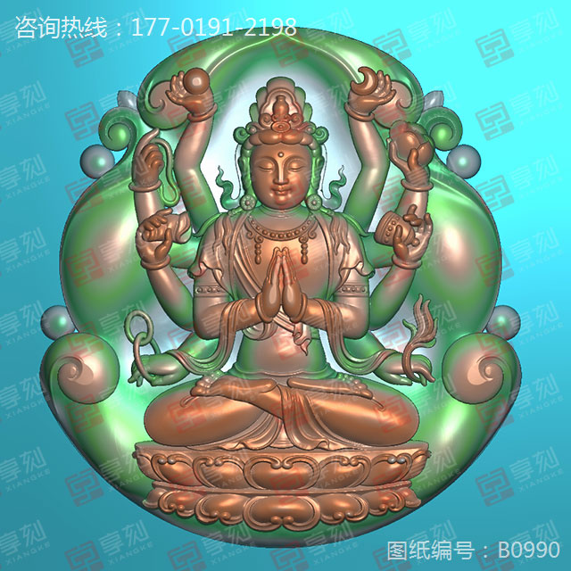 精密千手观音玉石雕刻模型图纸