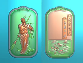 关羽和田玉牌子雕刻电脑图纸_电脑数控玉石雕刻