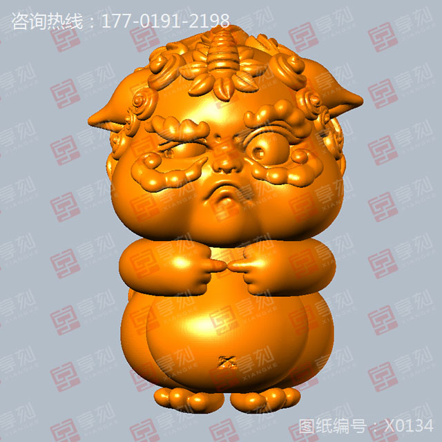 Q版国潮兽摆件立体工艺品雕刻图纸