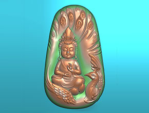 翡翠玉髓挂件孔雀宝宝佛精雕图纸_电脑数控玉石