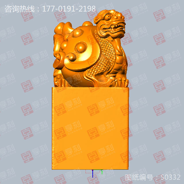 龙龟立体印章手把件精雕玉石雕刻图