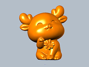 Q版圣诞鹿摆件STL模型精雕图纸_电脑数控玉石雕刻