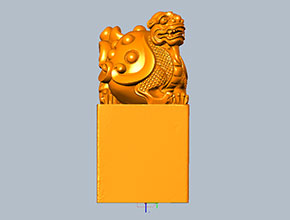 龙龟立体印章手把件精雕玉石雕刻图_电脑数控玉