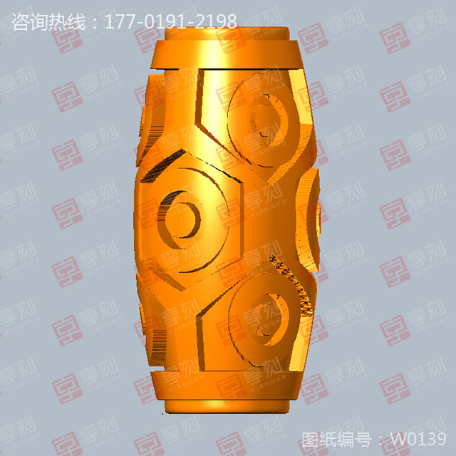 九眼天珠桶珠雕刻模型图STL
