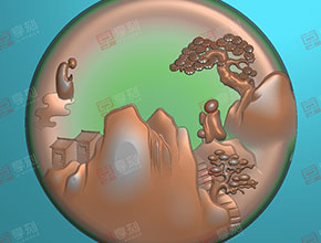 山水翡翠玉石吊坠精雕图_电脑数控玉石雕刻机厂