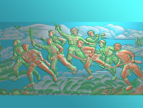 抗战八路军浮雕纪念牌精雕图_电脑数控玉石雕刻