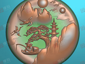 电脑雕刻山水玉石吊坠精雕图_电脑数控玉石雕刻