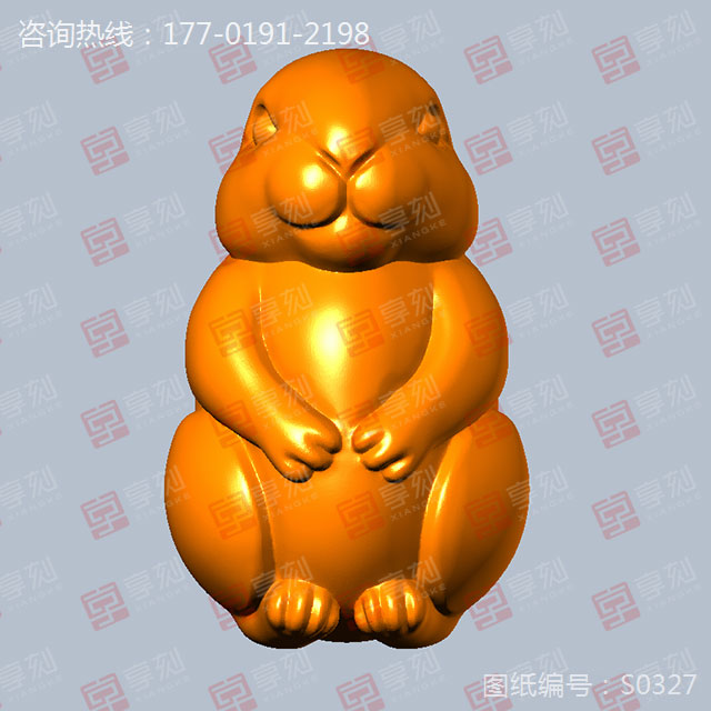 兔年兔子吊坠摆件立体模型STL精雕图