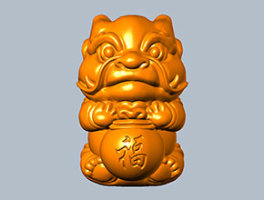 狮子福袋立体吊坠摆件精雕模型图_电脑数控玉石