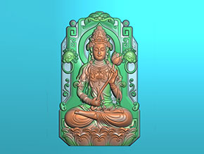 观音菩萨镂空纹理玉石雕刻精雕图_电脑数控玉石