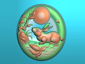 兔年大吉兔年十二生肖玉石雕刻图案_电脑数控玉