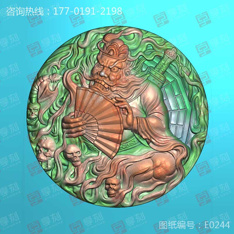 钟馗捉鬼浮雕玉石图纸玉雕机精雕图