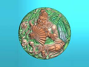 钟馗捉鬼浮雕玉石图纸玉雕机精雕图_电脑数控玉