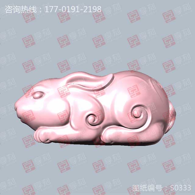 玉兔手把件兔年玉石雕刻图模型图纸