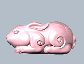 玉兔手把件兔年玉石雕刻图模型图纸_电脑数控玉