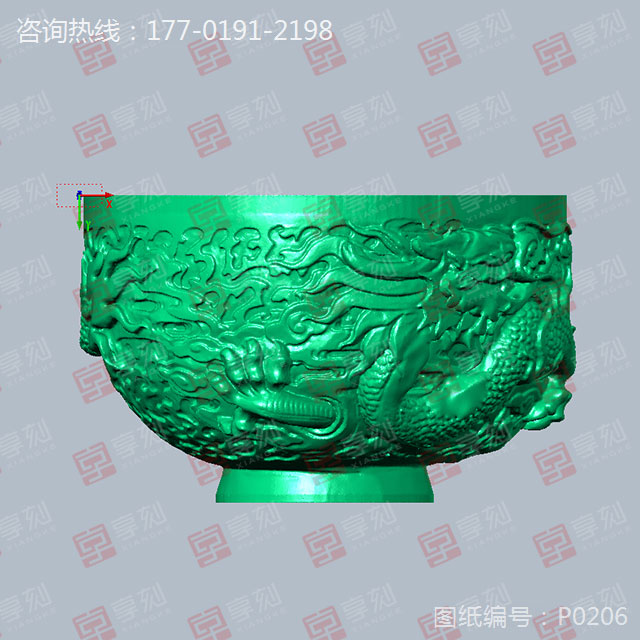 龙纹碗工艺品模型精雕玉雕图纸