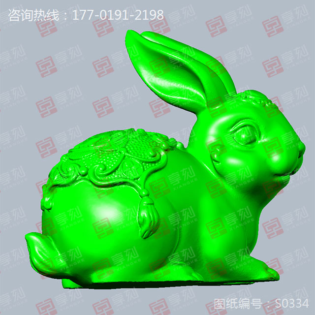 玉兔手把件玉石雕刻精雕图