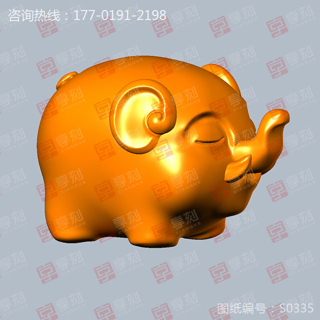 小象摆件玉石玛瑙雕刻模型图纸