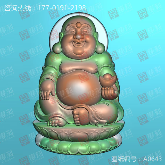 玉石吊坠佛公玉雕模型图纸精雕图