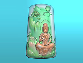 玉石观音山水翡翠雕刻工具图纸_电脑数控玉雕雕