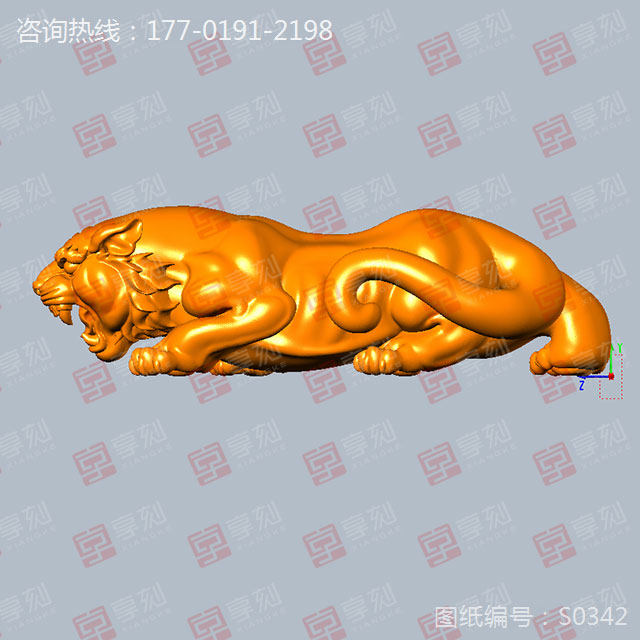 老虎手把件玉雕雕刻模型图纸