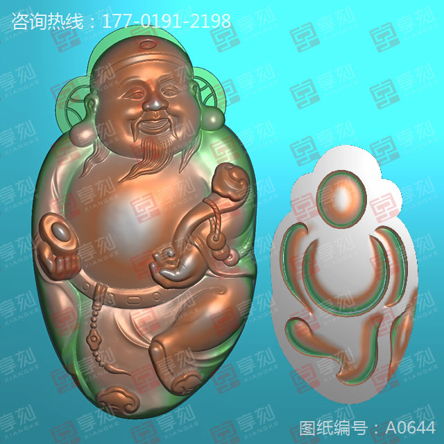 财神佛公玉石精雕图纸玉雕机