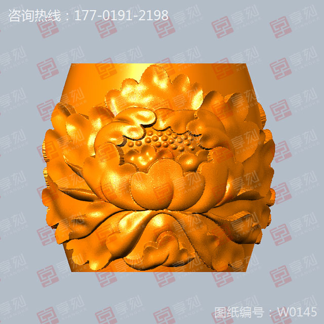 牡丹桶珠精雕模型玉石雕刻机图